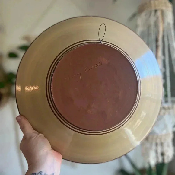 Handcrafted Pottery Wall Plate 14” Ceramic Decorative Plate artist signed - Picture 5 of 8